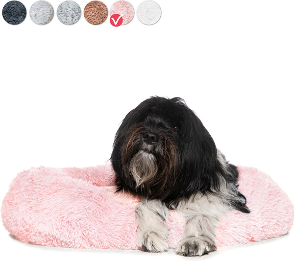 Snoozle Donut Hondenmand L - 70 cm - Fluffy Hondenmand Groot - Ronde Hondenmand Roze - Superzacht Hondenbed Medium - Anti-Stress Hondenkussen