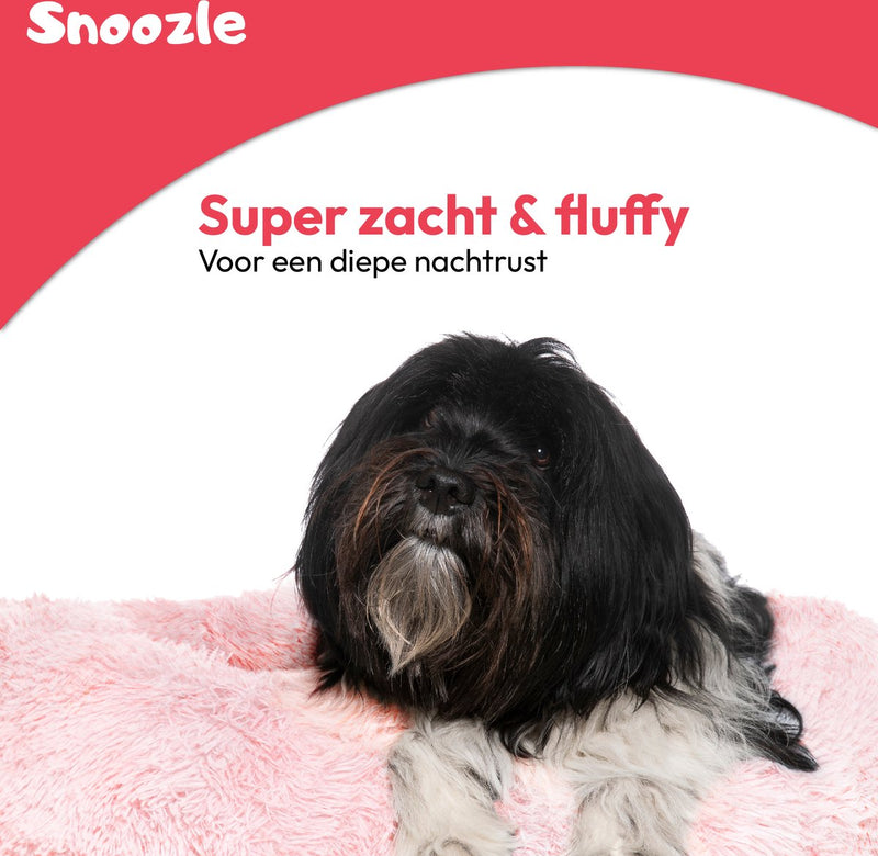 Snoozle Donut Hondenmand M - 60 cm - Fluffy Hondenmand Klein - Ronde Hondenmand Roze - Superzacht Hondenbed voor kleine hond - Anti-Stress Hondenkussen