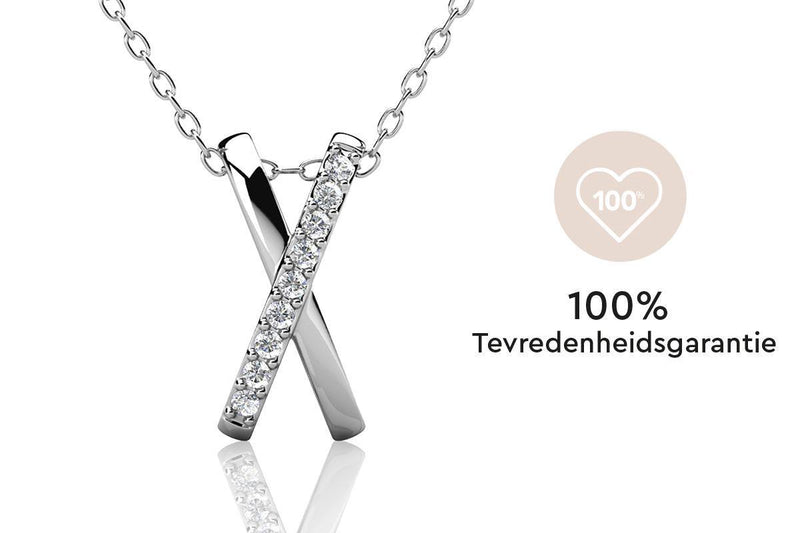 Yolora Dames Ketting met Hanger - Kalpa Camaka Kristallen - Zilverkleurig - 18K Witgoud Verguld - Vrouwen Collier Zilver - Mooie Cadeauverpakking