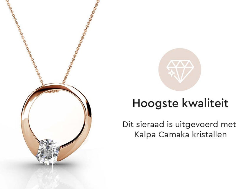 Yolora Dames Ketting met Hanger - Kalpa Camaka Kristal - Rosé kleurig - 18K Roségoud Verguld - Vrouwen Collier Rose Gold - Halsketting - Sieraden - Luxe Giftbox - Geschenkdoos - Cadeau doos - Exclusieve Geschenkverpakking - Mooie Cadeauverpakking