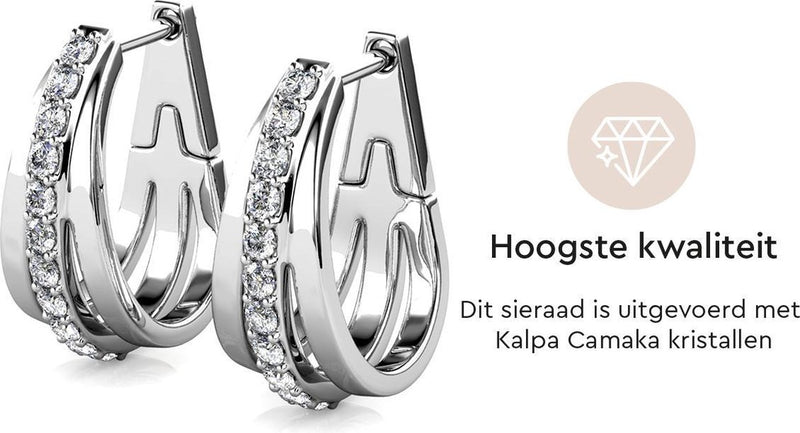 Yolora Ladies Earrings With Kalpa Camaka Crystals - Silver colored - 18k White gold Gilt - Women earrings silver - Jewelry - Luxury Giftbox - Gift box - Gift Box - Exclusive Gift Packing - Beautiful Gift Packing