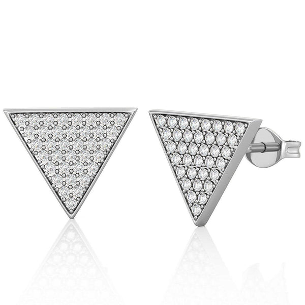 Yolora Ladies Earbells Triangle - Kalpa Camaka Crystals - Silver colored - 18k White gold Gilt - Women ear buttons silver - Ear buttons - Jewelry - Luxury Giftbox - Gift box - Gift box - Exclusive gift box - Beautiful gift package