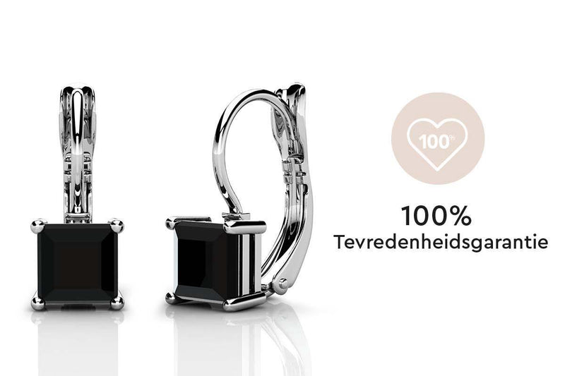 Yolora Dames Oorbellen met Kalpa Camaka Kristallen - Zilverkleurig - Zwart Kristal - 18K Witgoud Verguld - Vrouwen Oorhangers Zilver - Sieraden - Luxe Giftbox - Geschenkdoos - Cadeau doos - Exclusieve Geschenkverpakking - Mooie Cadeauverpakking