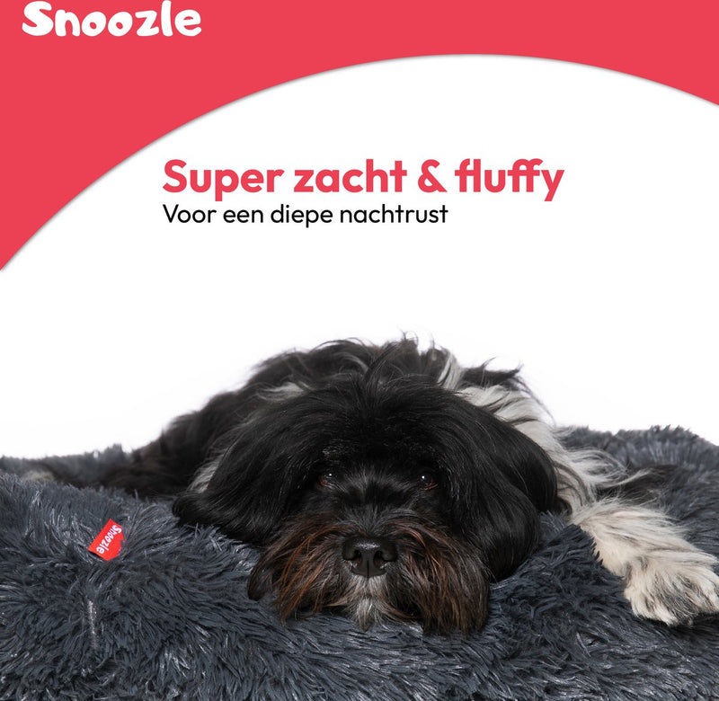 Snoozle Donut Hondenmand - Zacht en Luxe Hondenkussen - Wasbaar - Fluffy - Hondenmanden - 70cm - Grijs