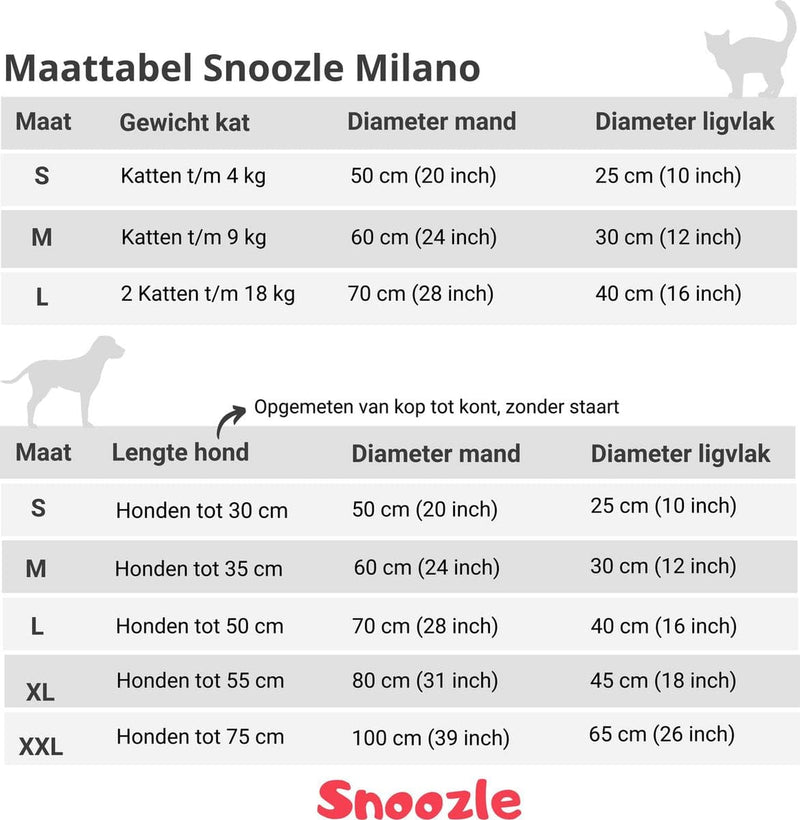 Snoozle Kattenmand - Zacht en Luxe Poezenmand - Kattenmandje rond - Wasbaar - 50cm - Grijs