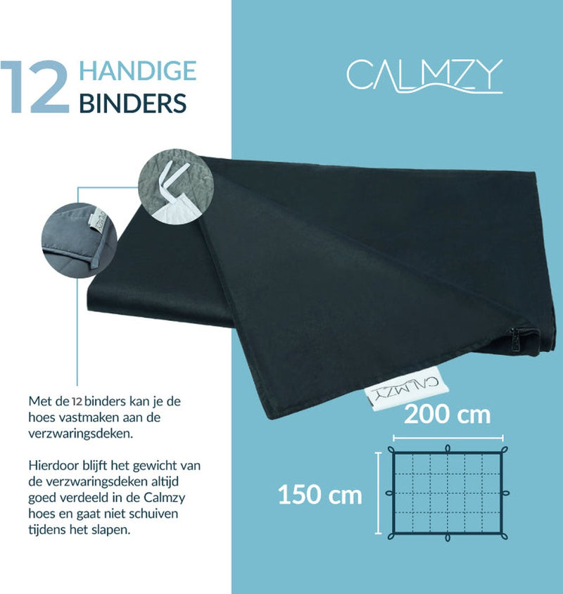 Calmzy Verzwaringsdeken Bundel 9 kg -  - Verzwaringsdeken &  Verzwaringsdeken Hoes - 150 x 200 cm - Zwart