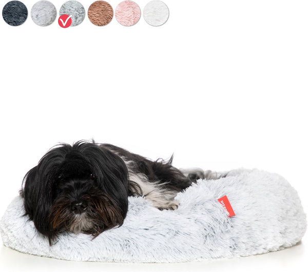 Snoozle Donut Hondenmand M - 60 cm - Fluffy Hondenmand Klein - Ronde Hondenmand Wolf Grijs - Superzacht Hondenbed voor kleine hond - Anti-Stress Hondenkussen