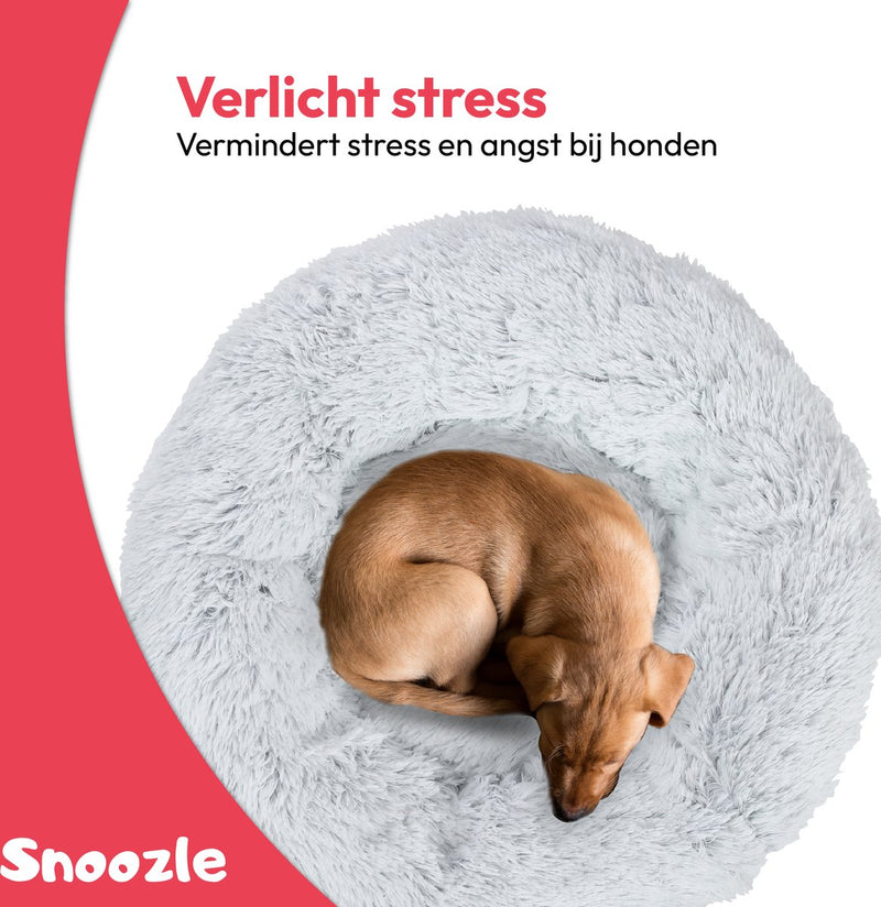 Snoozle Donut Hondenmand - Zacht en Luxe Hondenkussen - Wasbaar - Fluffy - Hondenmanden - 100cm - XXL - Wolf Grey