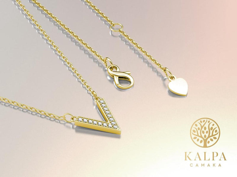 Yolora Dames Ketting met Hanger - Kalpa Camaka Kristallen - Goudkleurig - 18K Geelgoud Verguld - Vrouwen Collier Goud - Sieraden - Halsketting - Luxe Giftbox - Geschenkdoos - Cadeau doos - Exclusieve Geschenkverpakking - Mooie Cadeauverpakking