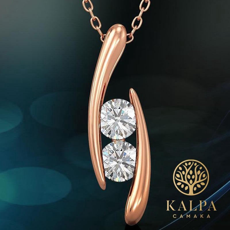 Yolora ladies necklace with pendant - kalpa camaka crystals - rosé colored - 18k rosé gold gilt - Women necklace rose gold - jewelry - luxury gift box - gift box - gift box - exclusive gift box - nice gift package