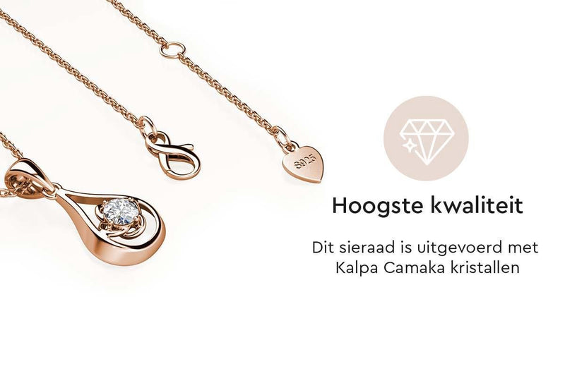 Yolora Dames Ketting met Hanger - Kalpa Camaka Kristal - Rosékleurig - 18K Roségoud Verguld - Vrouwen Collier Roségoud - Sieraden - Halsketting - Luxe Giftbox - Geschenkdoos - Cadeau doos - Exclusieve Geschenkverpakking - Mooie Cadeauverpakking