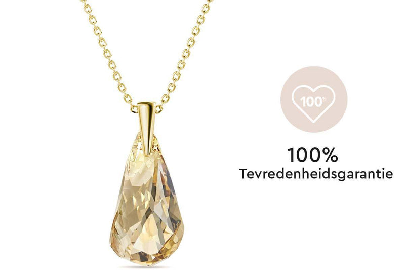 Yolora Dames Ketting met Kalpa Camaka Kristal Hanger - Goudkleurig -  18K Geelgoud Verguld - Vrouwen Collier Goud - Sieraden - Halsketting - Luxe Giftbox - Geschenkdoos - Cadeau doos - Exclusieve Geschenkverpakking - Mooie Cadeauverpakking