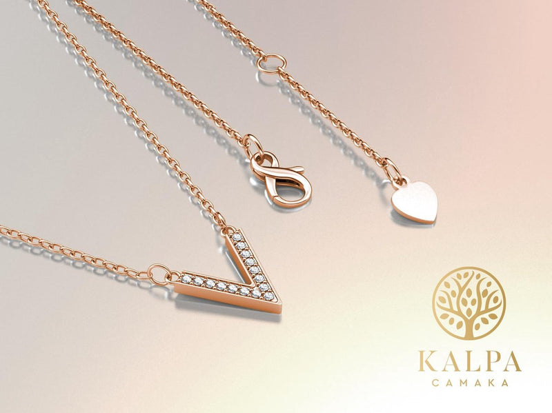 Yolora Dames Ketting met Hanger - Kalpa Camaka Kristallen - Rosé kleurig - 18K Roségoud Verguld - Vrouwen Collier Rose Gold - Sieraden - Halsketting - Luxe Giftbox - Geschenkdoos - Cadeau doos - Exclusieve Geschenkverpakking - Mooie Cadeauverpakking