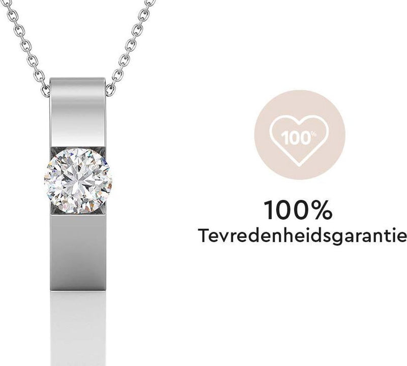 Yolora Dames Ketting met Hanger - Kalpa Camaka Kristal - Zilverkleurig - 18K Witgoud Verguld - Vrouwen Collier Zilver - Sieraden - Halsketting - Luxe Giftbox - Geschenkdoos - Cadeau doos - Exclusieve Geschenkverpakking - Mooie Cadeauverpakking