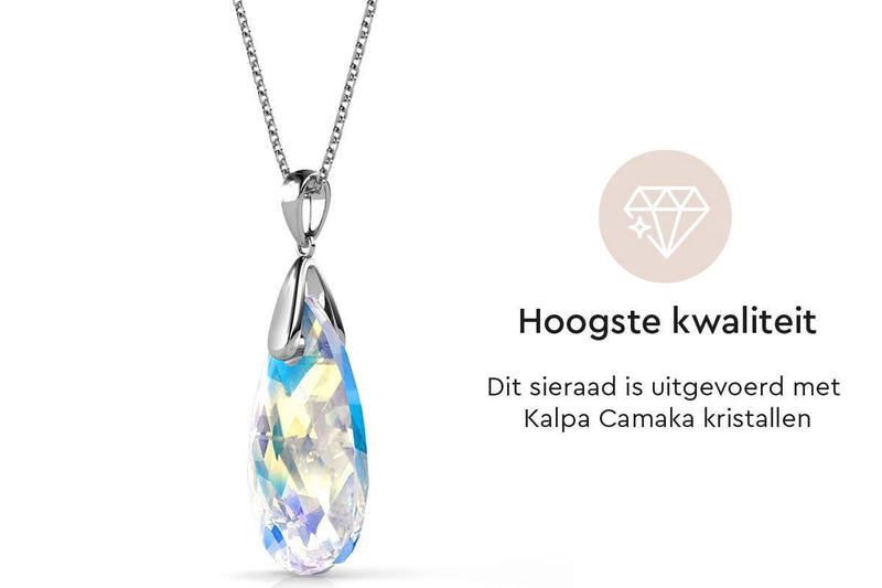 Yolora Dames Ketting met Hanger - Kalpa Camaka Kristal - Zilverkleurig - 18K Witgoud Verguld