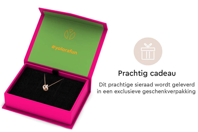 Yolora Kids Ketting - Hanger Ringen - Kalpa Camaka Kristallen - Rosé kleurig - 18K Roségoud Verguld - Kind - Meisjes Collier Rose Gold - Sieraden Kinderen - Luxe Giftbox - Geschenkdoos - Cadeau doos - Geschenkverpakking - Mooie Cadeauverpakking