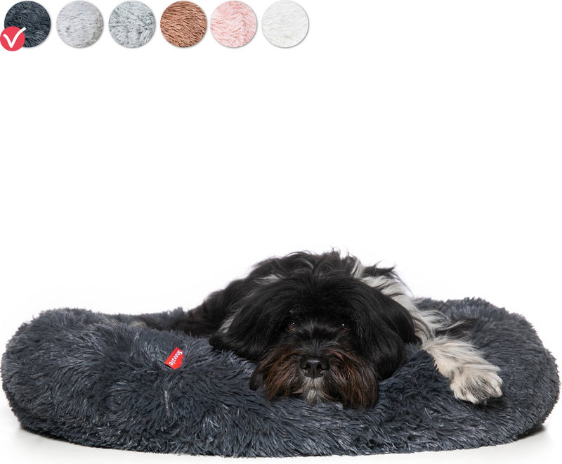 Snoozle Donut Hondenmand - Zacht en Luxe Hondenkussen - Wasbaar - Fluffy - Hondenmanden - 70cm - Grijs