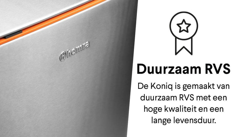 Pedaalemmer RVS 50 liter - Prullenbak met Pedaal Homra KONIQ  - 50L Zilver - Automatische Lucht Filter - Odor Control Filter - Softclose Deksel - Design Afvalemmer - Duurzaam Vingerafdrukvrij en Vuilafstotend RVS - Keuken en Kantoor Vuilbak