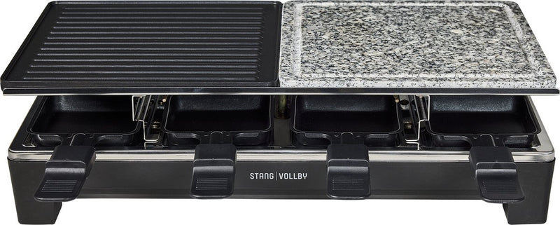 StangVollby ANDRA Gourmet Set voor 8 Personen - Gourmetstel - Elektrische Reversible Grill- en Bakplaat - Raclette Gourmetset - Grillen - Bakken - Anti-aanbaklaag - Zwart - Kunststof - Kerst Tafelen - Gourmetstellen - Gourmet pannetjes - 1500W