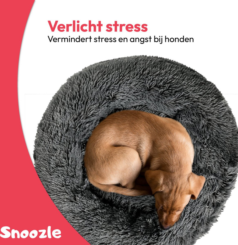 Snoozle Donut Hondenmand - Zacht en Luxe Hondenkussen - Wasbaar - Fluffy - Hondenmanden - 50cm - Grijs