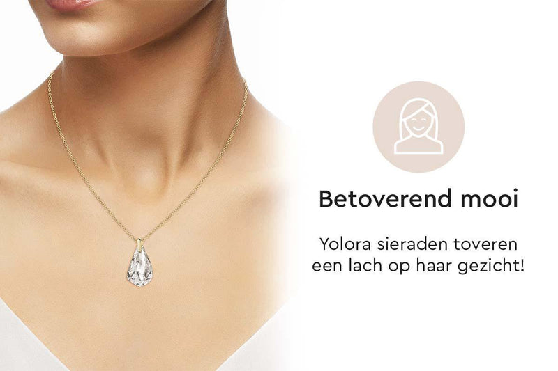 Yolora Dames Ketting met Kalpa Camaka Kristal Hanger - Goudkleurig - 18K Geelgoud Verguld - Vrouwen Collier Goud - Sieraden - Halsketting - Luxe Giftbox - Geschenkdoos - Cadeau doos - Exclusieve Geschenkverpakking - Mooie Cadeauverpakking