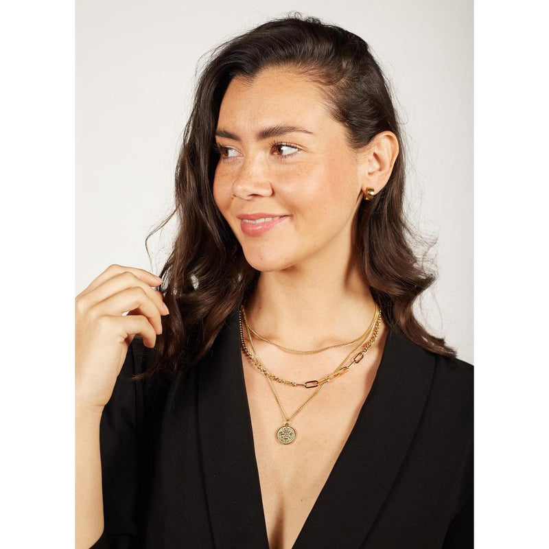 Laura Ferini Ladies Necklace Giavanna Gold - Gold -colored necklace with 3 layers - 18k yellow gold gilded - necklace - Collier - Jewelry - Accessories - Ladies Necklace With Pendant - Muntje