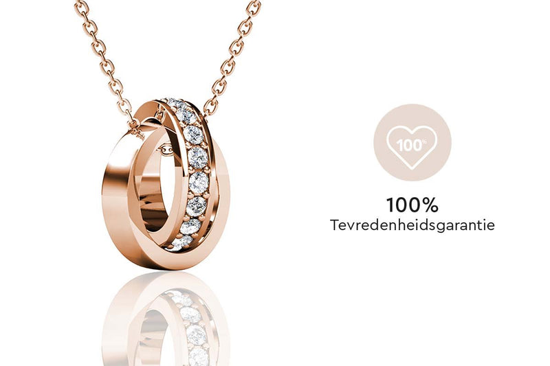 Yolora Kids Ketting - Hanger Ringen - Kalpa Camaka Kristallen - Rosé kleurig - 18K Roségoud Verguld - Kind - Meisjes Collier Rose Gold - Sieraden Kinderen - Luxe Giftbox - Geschenkdoos - Cadeau doos - Geschenkverpakking - Mooie Cadeauverpakking