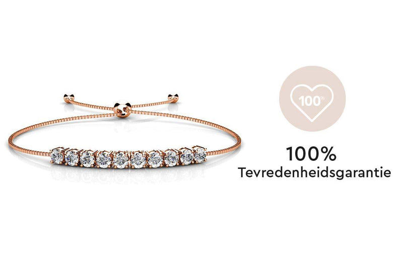 Yolora Dames Armband met 10 Kalpa Camaka Kristallen - Rose kleurig - 18K Rosegoud Verguld