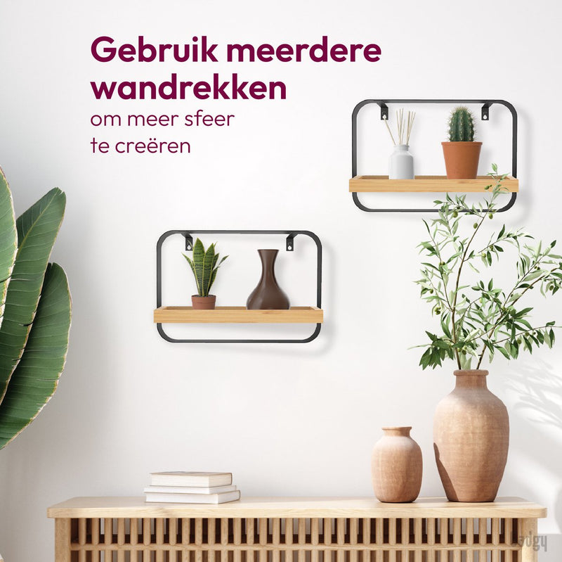 Gadgy Zwarte Wandplank Metaal Hout