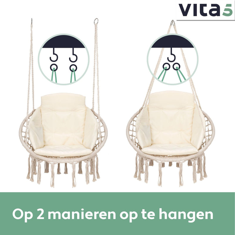 Vita5 Macramé Hanging chair - Beige