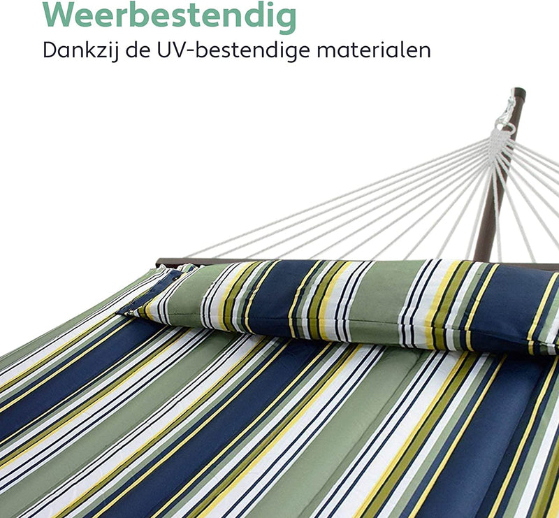 Vita5 hammock with chassis, up to 2 persons / 200 kg, 190 * 140, removable pillow, weather and UV file - Dunkelgrün / Dunkelblau