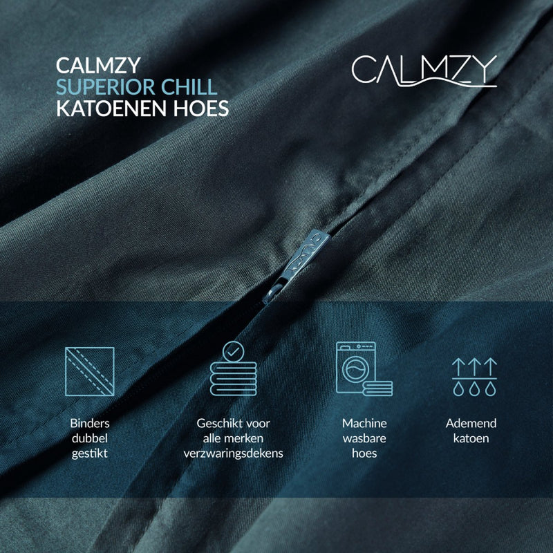 Calmzy Superior Chill - Duvet cover - Verzwaringsdeken hoes - 150 x 200 cm - Luchtig - Ademend - Navy