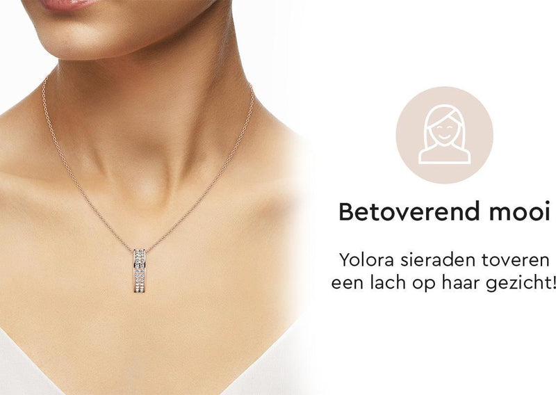 Yolora Dames Ketting met Hanger - Kalpa Camaka Kristallen - Rosé kleurig - 18K Roségoud Verguld - Vrouwen Collier Rose Gold - Sieraden - Halsketting - Luxe Giftbox - Geschenkdoos - Cadeau doos - Exclusieve Geschenkverpakking - Mooie Cadeauverpakking