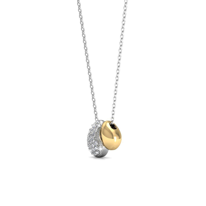 Yolora Dames Ketting met Hanger - Kalpa Camaka Kristallen - Zilver- en Goudkleurig - 18K Witgoud- en Geelgoud Verguld - Vrouwen Collier Zilver/Goud - Cadeau doos