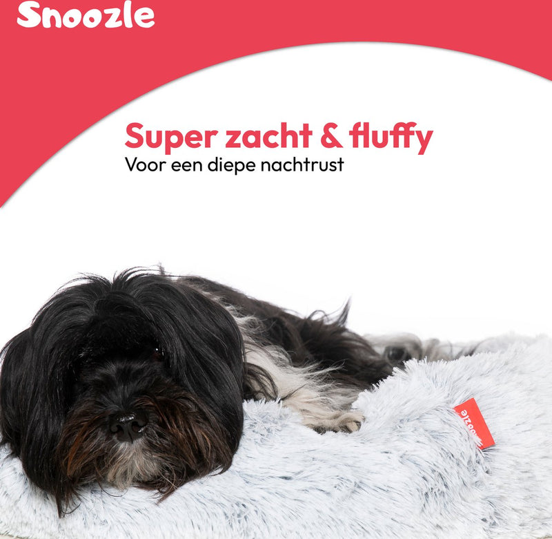 Snoozle Donut Hondenmand M - 60 cm - Fluffy Hondenmand Klein - Ronde Hondenmand Wolf Grijs - Superzacht Hondenbed voor kleine hond - Anti-Stress Hondenkussen