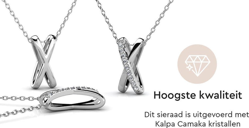 Yolora Dames Ketting met Hanger - Kalpa Camaka Kristallen - Zilverkleurig - 18K Witgoud Verguld - Vrouwen Collier Zilver - Mooie Cadeauverpakking