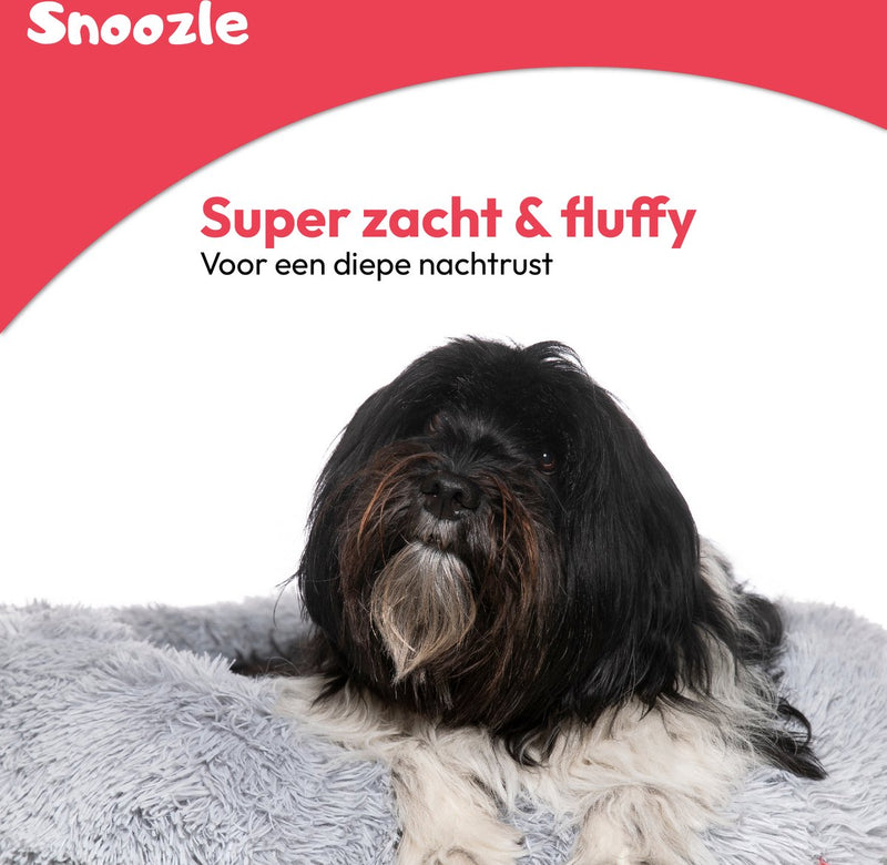 Snoozle Donut Hondenmand - Zacht en Luxe Hondenkussen - Wasbaar - Fluffy - Hondenmanden - 70cm - Licht Grijs