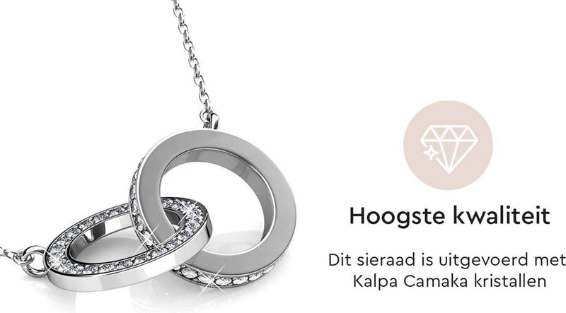 Yolora Dames Ketting met Hanger - Kalpa Camaka Kristal - Zilverkleurig - 18K Witgoud Verguld - Sieraden - Vrouwen Collier Zilver - Halsketting - Geschenkdoos - Luxe Giftbox - Cadeau doos - Exclusieve Geschenkverpakking - Mooie Cadeauverpakking