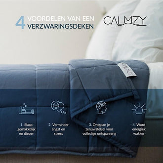 Calmzy Verzwaringsdeken 8 kg 2.0 - Weighted blanket - Verzwaard deken - Slapen - Relaxen - Anti-Stress - Kalmeringsdeken - 150 cm x 200 cm - Donkergrijs