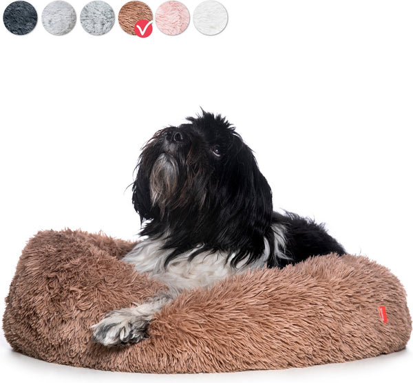 Snoozle Donut Hondenmand L - 70 cm - Fluffy Hondenmand Groot - Ronde Hondenmand Bruin - Superzacht Hondenbed voor Medium Hond - Anti-Stress Hondenkussen Dark Coffee