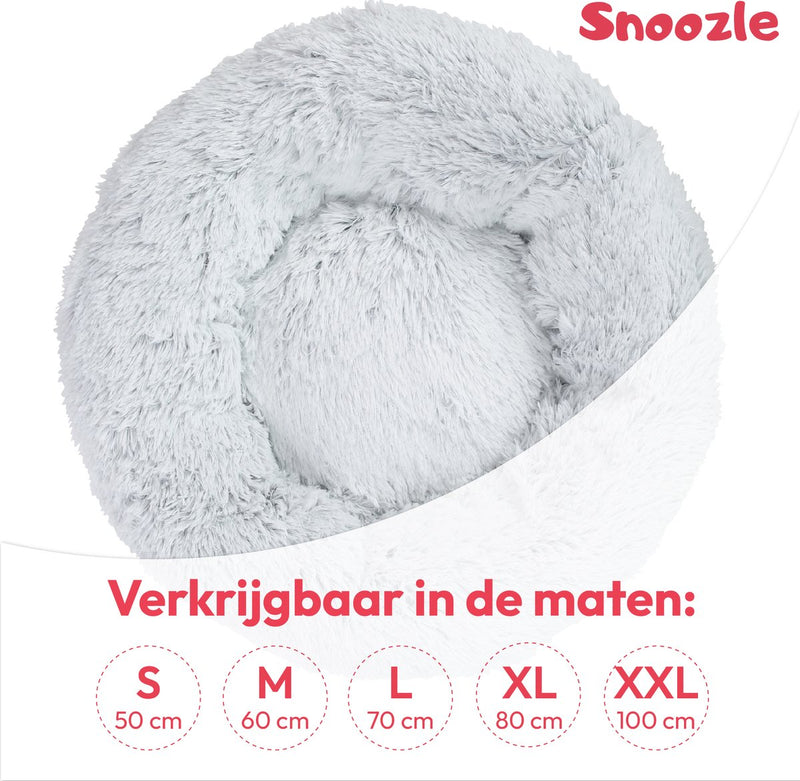 Snoozle Donut Hondenmand M - 60 cm - Fluffy Hondenmand Klein - Ronde Hondenmand Wolf Grijs - Superzacht Hondenbed voor kleine hond - Anti-Stress Hondenkussen