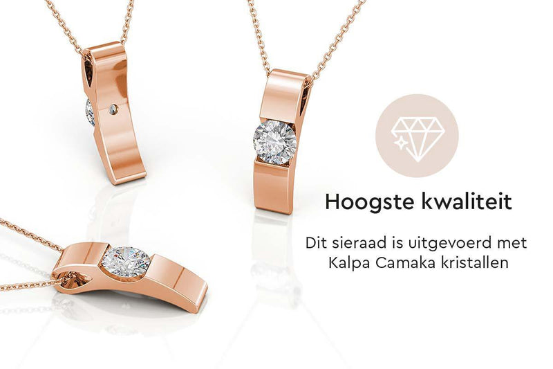 Yolora Dames Ketting met Hanger - Kalpa Camaka Kristal - Rosé kleurig - 18K Roségoud Verguld - Vrouwen Collier Rose Gold - Sieraden - Halsketting - Luxe Giftbox - Geschenkdoos - Cadeau doos - Exclusieve Geschenkverpakking - Mooie Cadeauverpakking