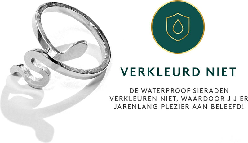 Laura Ferini Dames Ring Verona Zilver - Zilverkleurige Verstelbare Ring - Slang - Dames Ringen - Sieraad - Accessoires - Sieraden