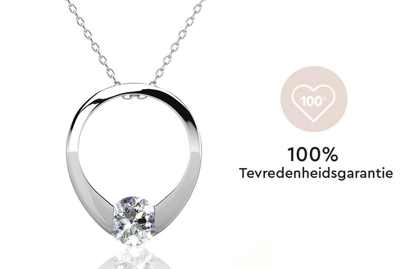 Yolora Dames Ketting met Kalpa Camaka Kristallen - Zilverkleurig - 18K Witgoud Verguld - Vrouwen Collier Zilver - Sieraden - Halsketting  - Exclusieve Geschenkverpakking