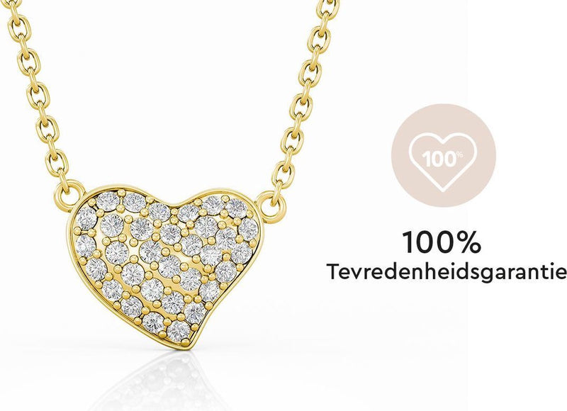 Yolora Dames Ketting met Hanger Hartje - Kalpa Camaka Kristallen - Goudkleurig - 18K Geelgoud Verguld - Vrouwen Collier Goud - Sieraden - Luxe Giftbox - Geschenkdoos - Cadeau doos - Exclusieve Geschenkverpakking - Mooie Cadeauverpakking