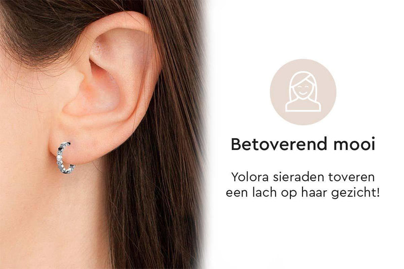 Yolora Dames Oorbellen met Kalpa Camaka Kristallen - Zilverkleurig - 18K Witgoud Verguld - Vrouwen Oorringen Zilver - Sieraden - Geschenkdoos