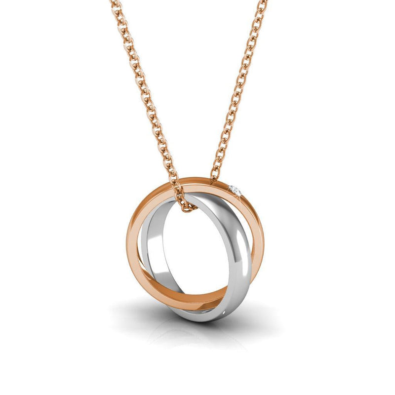 Yolora Dames Ketting met Kalpa Camaka Kristal - Hanger Ringen - Zilver- en Rosé kleurig - 18K Witgoud en Roségoud Verguld - Vrouwen Collier Zilver/Rose gold - Cadeauverpakking