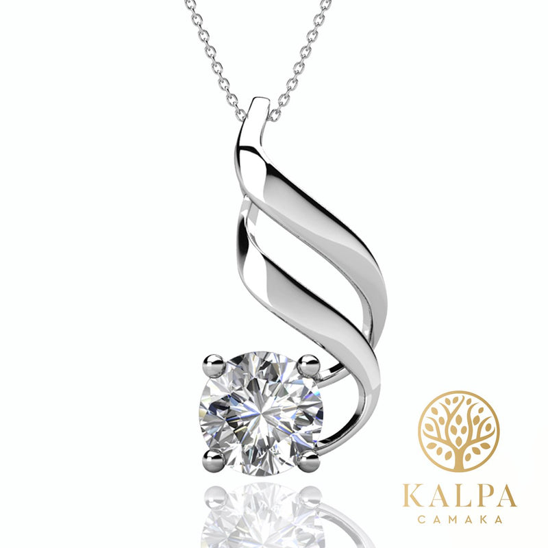 Yolora Ladies Necklace With Kalpa Camaka Crystal Pendant - Silver Colorful - 18k White Gold Gilt - Gift Packing