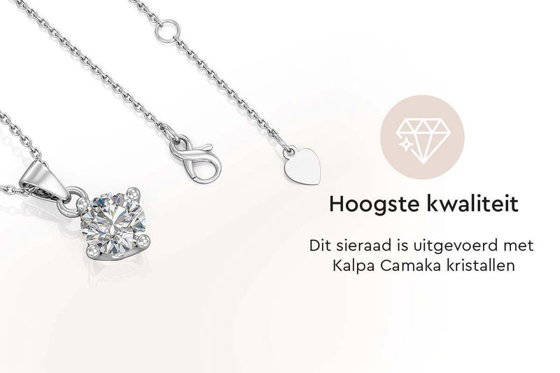 Yolora Dames Ketting met Hanger en Kalpa Camaka Kristal - Zilver kleurig - 18K Witgoud Verguld - Cadeauverpakking