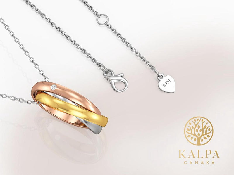 Yolora Ladies Necklace With Kalpa Camaka Crystal - Silver/Gold/Rose -colored - Pendant Rings - Women Collier - 18k White Gold/Yellow Gold/Rose Gold Gilt - Jewelry - Luxury Giftbox - Gift box - Gift box - Beautiful gift box